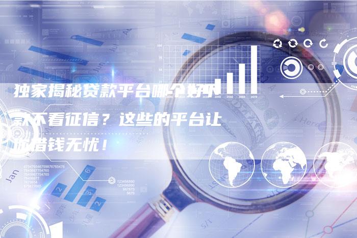 独家揭秘贷款平台哪个好下款不看征信？这些的平台让你借钱无忧！