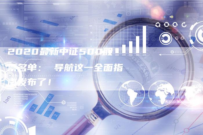 2020最新中证500股票名单： 导航这一全面指南发布了！
